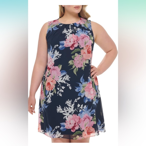 Jessica Howard Women's Style Trapeze Sleeveless Printed Chiffon Size 18 Plus - Picture 4 of 4